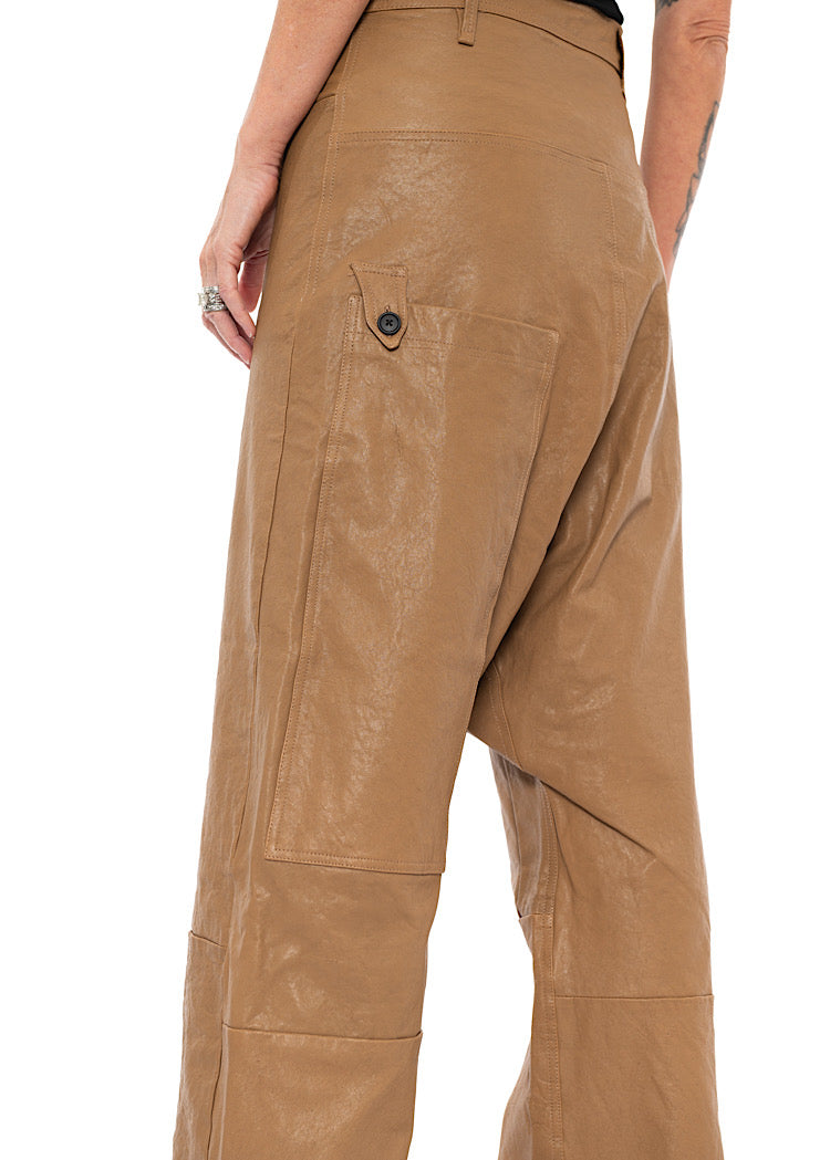 LEATHER DROP-CROTCH TROUSER