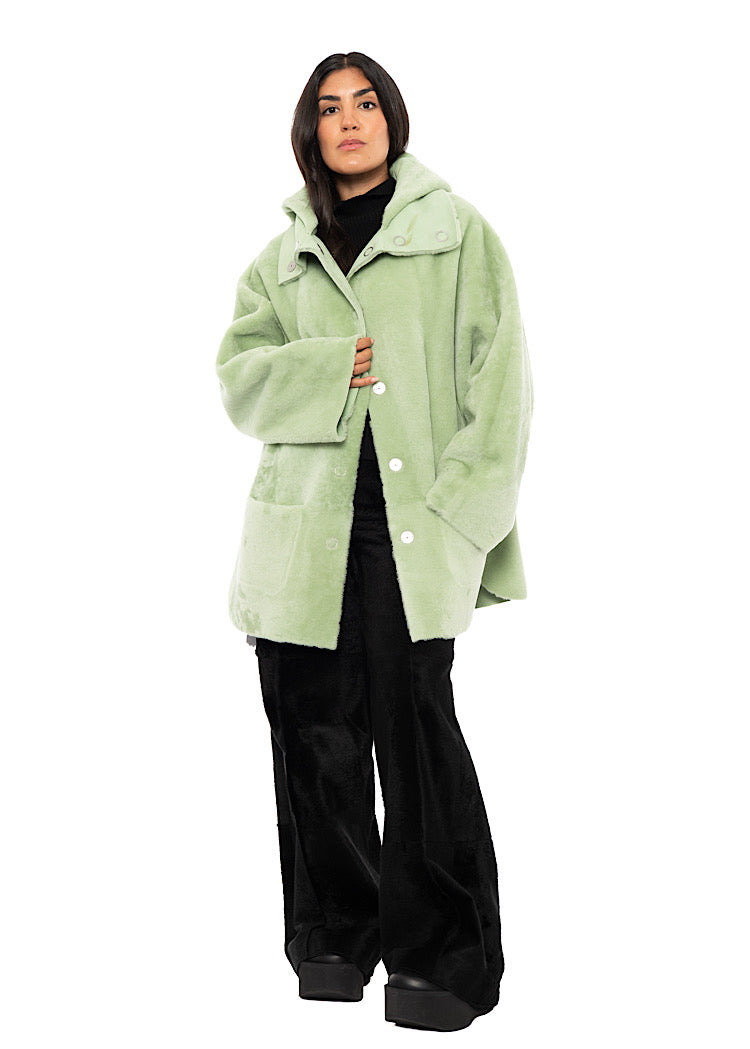REVERSIBLE FUR HOODED JACKET