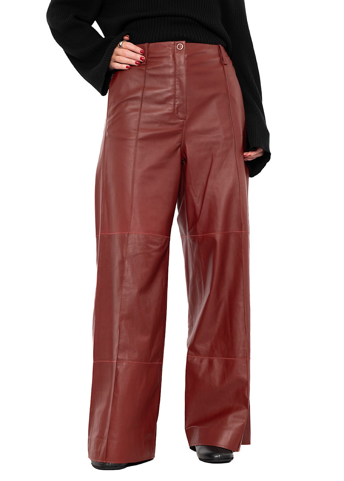SIGNATURE WIDE LEG LEATHER TROUSER