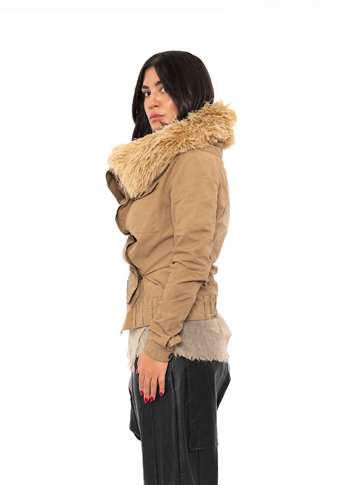 FITTED DETACHABLE FAUX FUR TRIMMED JACKET