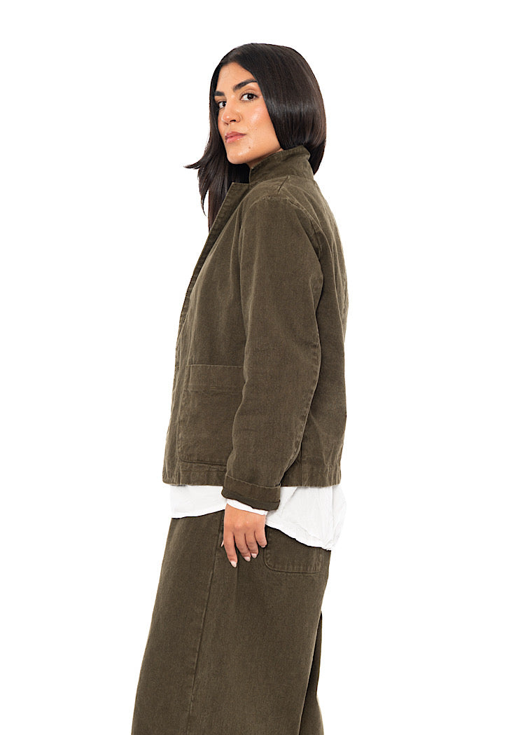 GARMENT-DYED COTTON-LINEN JACKET