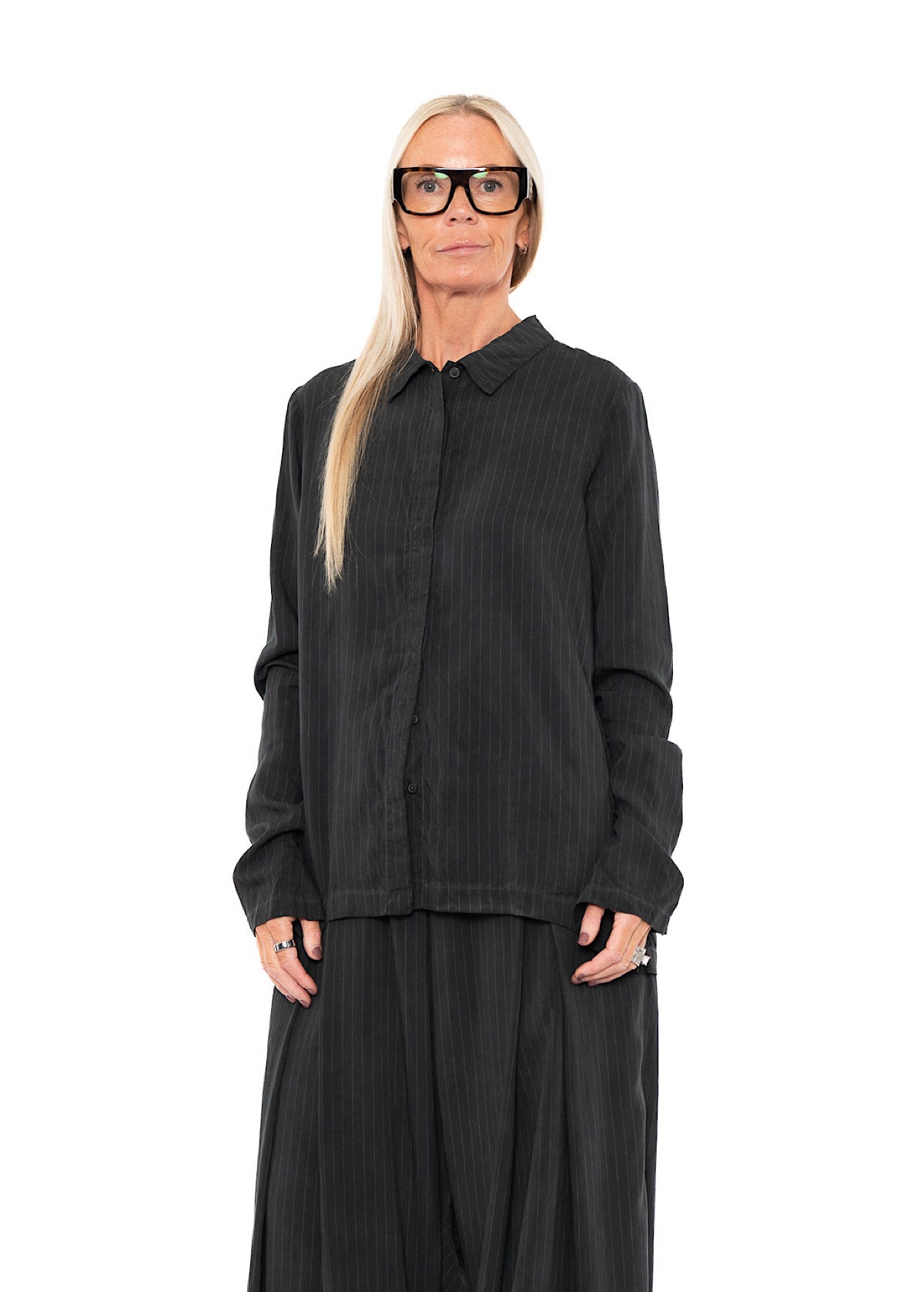 PINSTRIPE VISCOSE-SILK SHIRT