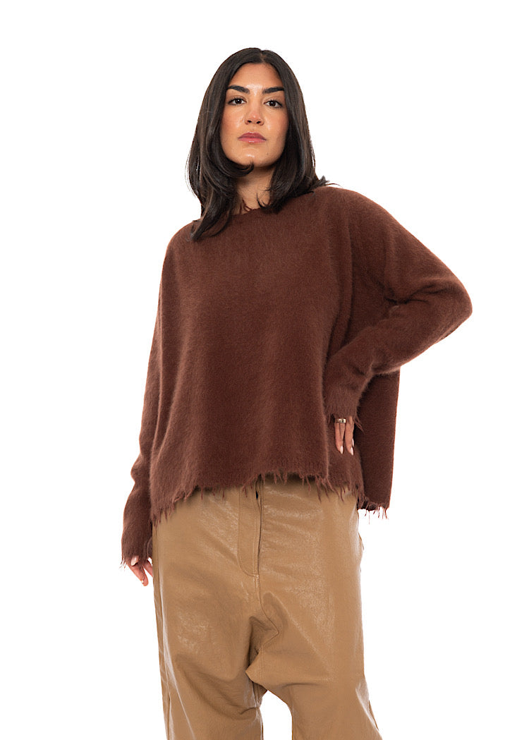 RELAXED FRAYED KNIT PULLOVER