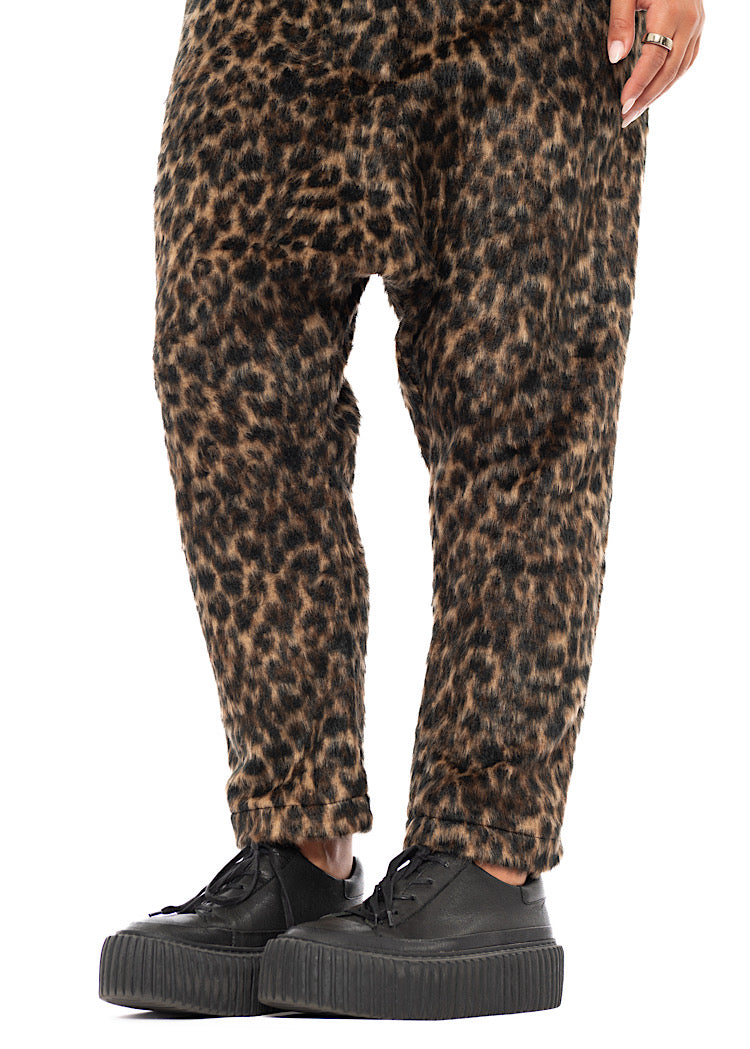 FAUX FUR LEOPARD TROUSER