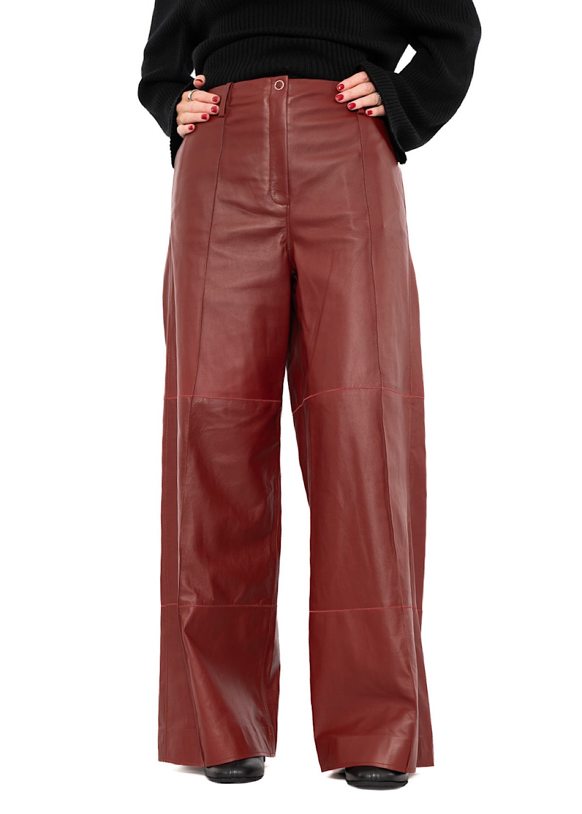 SIGNATURE WIDE LEG LEATHER TROUSER