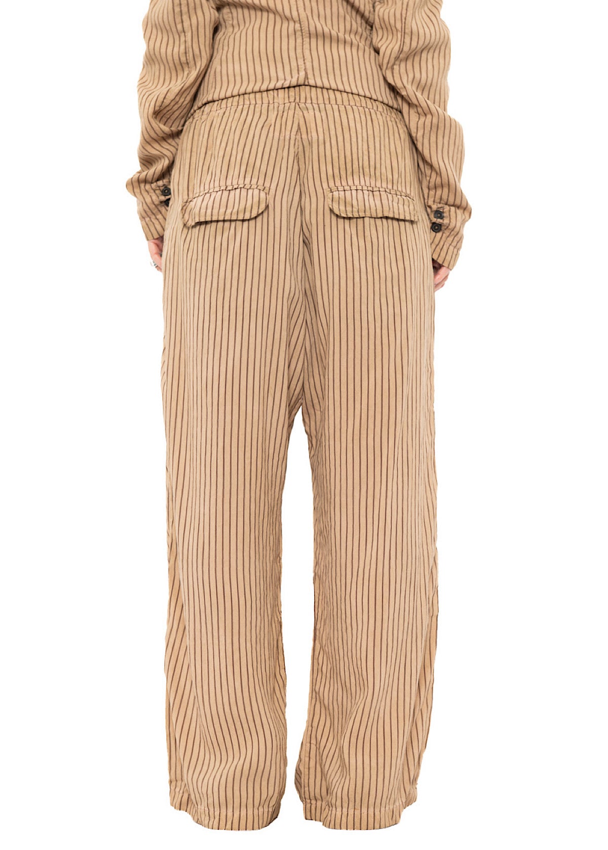 GARMENT-DYED SILK STRIPE TROUSER