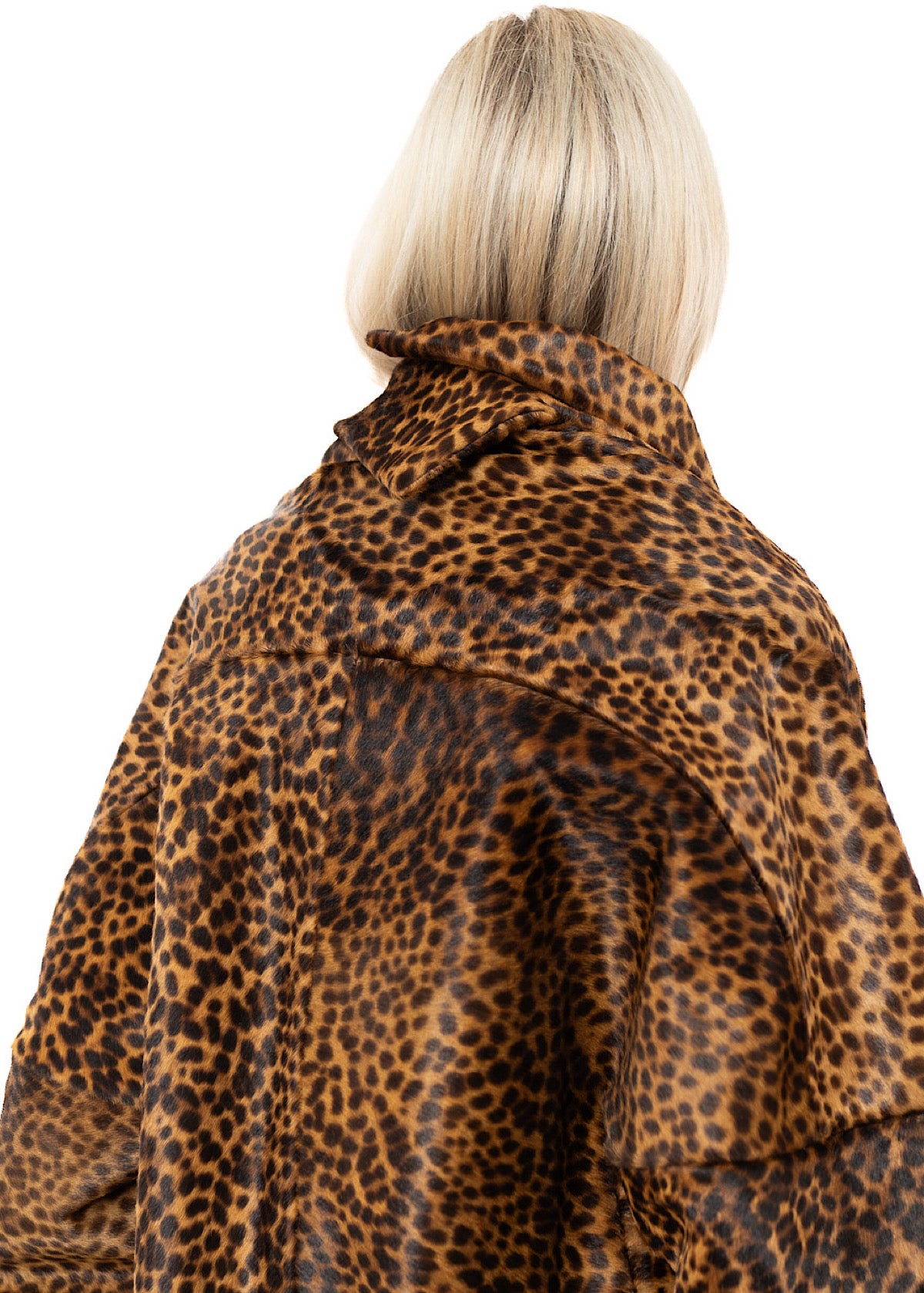 LEOPARD LEATHER COCOON JACKET