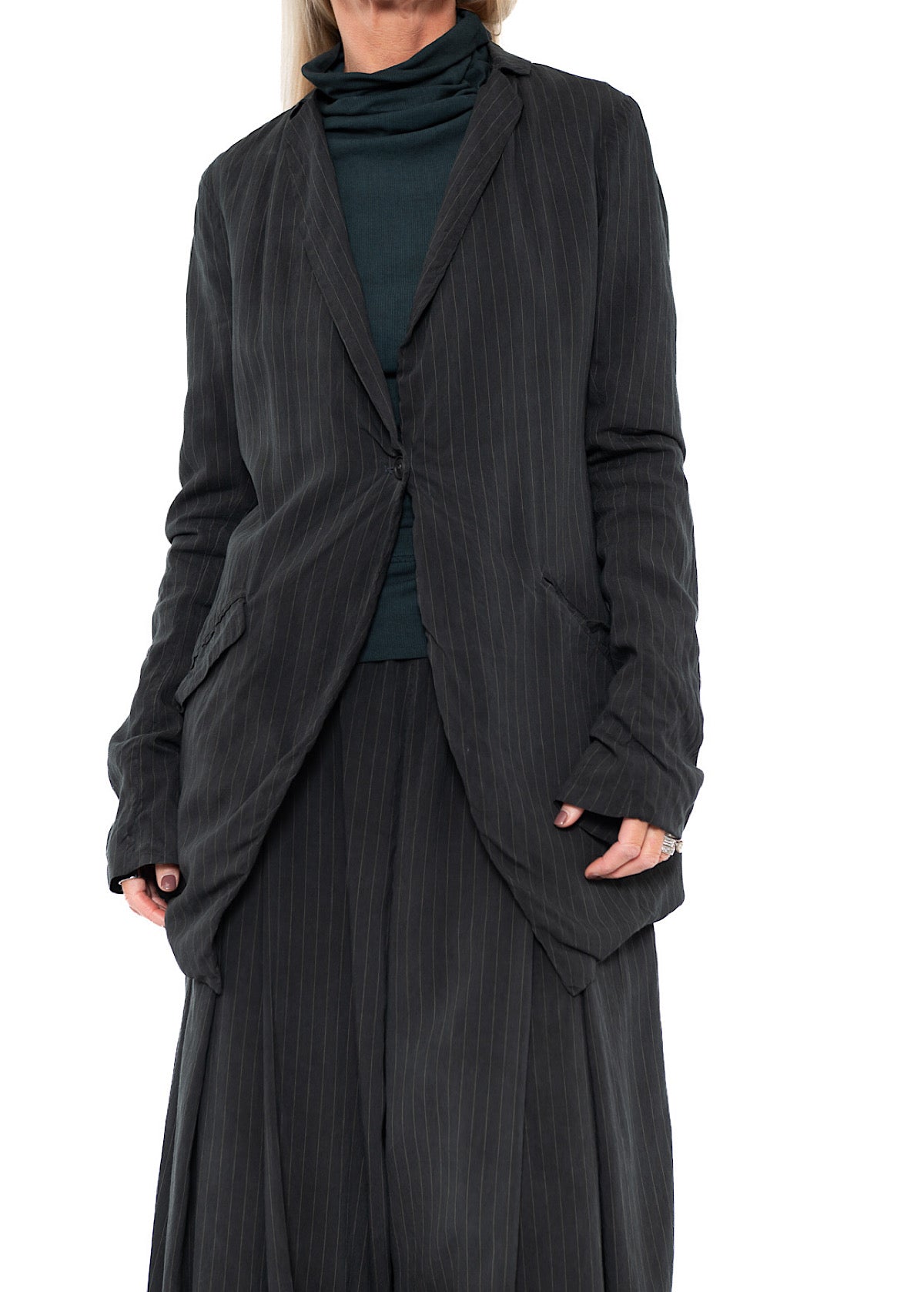 FLUID PINSTRIPE LONGLINE JACKET