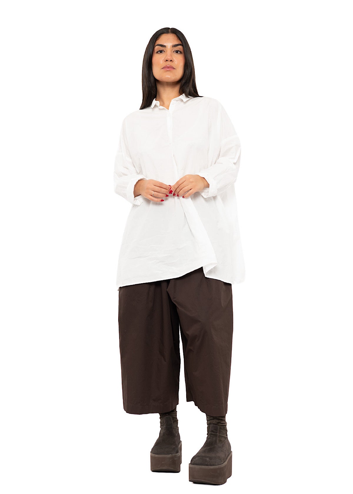 OVERSIZED CRINKLE COTTON HENLEY SHIRT