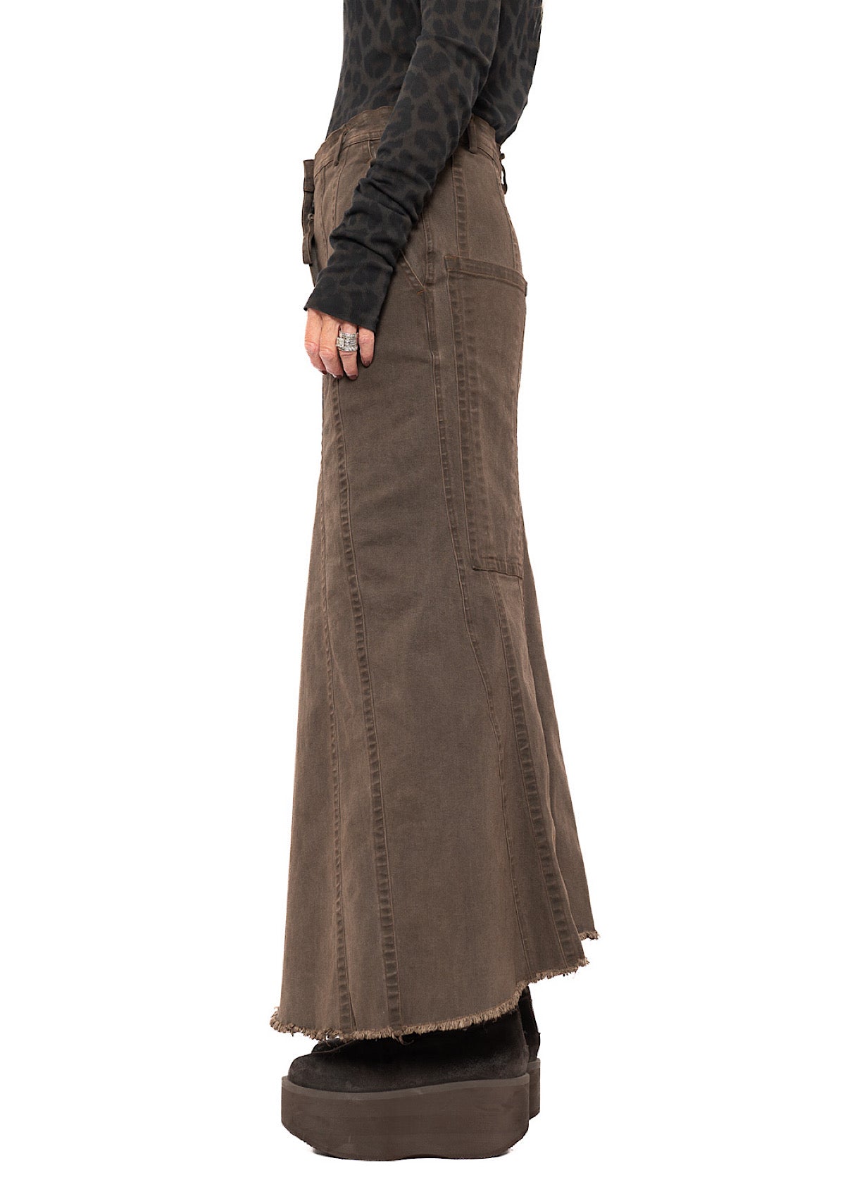STRETCH DENIM MAXI SKIRT