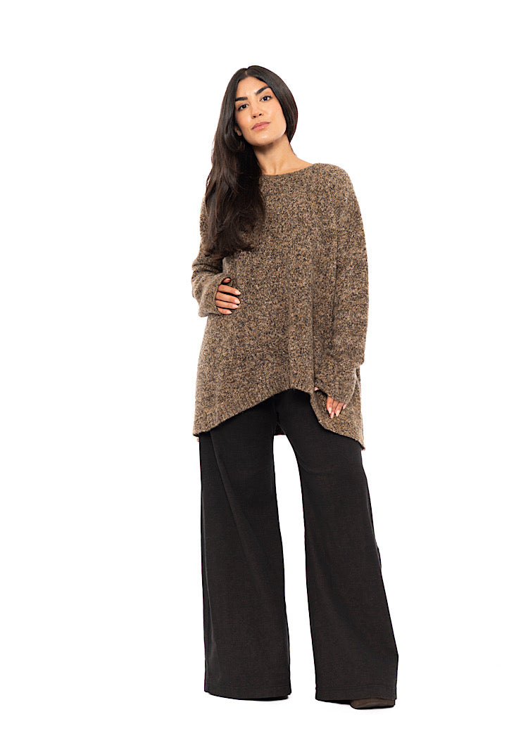 MÉLANGE KNIT ASYMMETRIC PULLOVER
