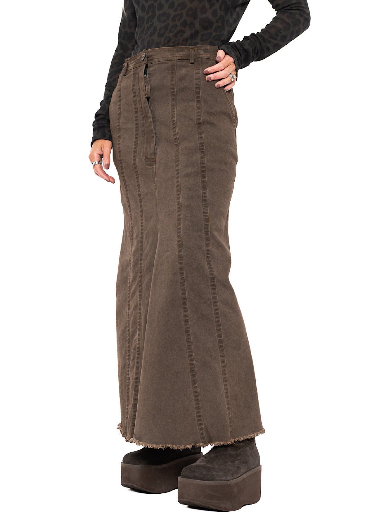 STRETCH DENIM MAXI SKIRT