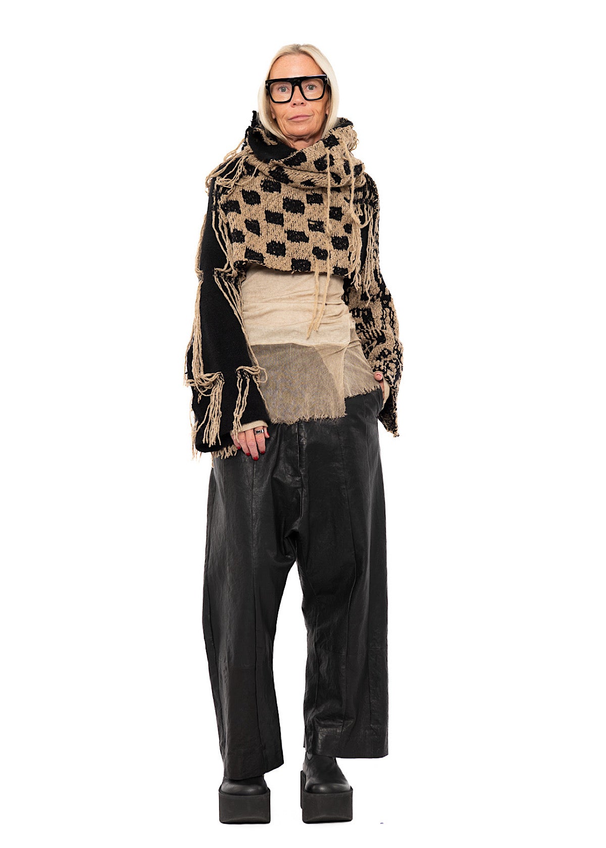 CROPPED TAPESTRY KNIT PULLOVER