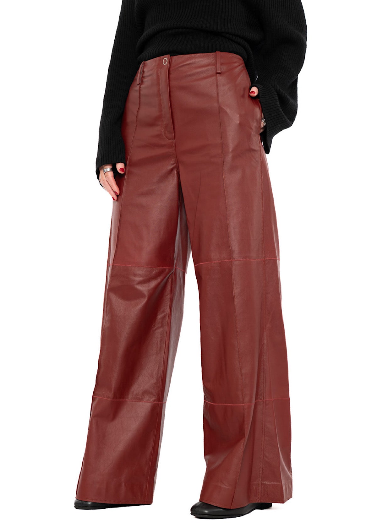 SIGNATURE WIDE LEG LEATHER TROUSER