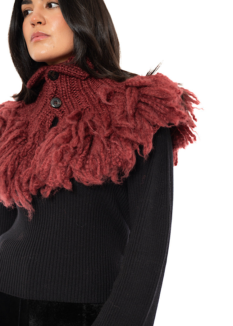 WOOL SILK CASHMERE KNIT COLLAR