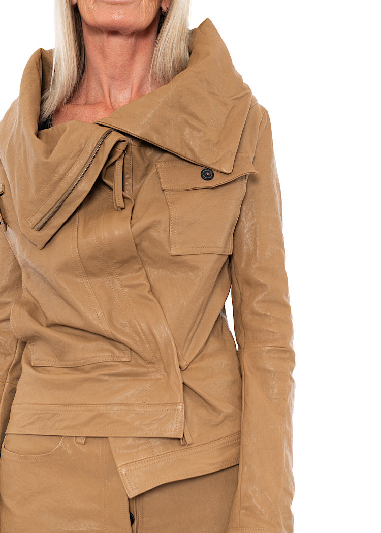 SCULPTURAL LAMB LEATHER JACKET