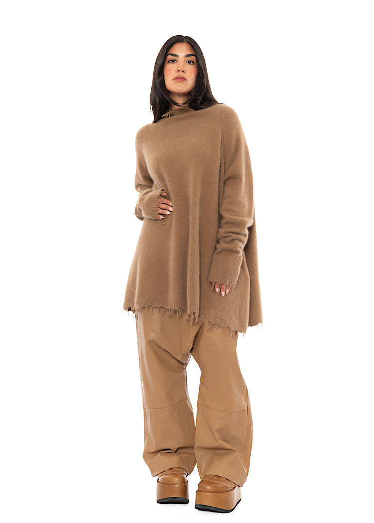 OVERSIZED FOX WOOL SILK KNITTED TUNIC