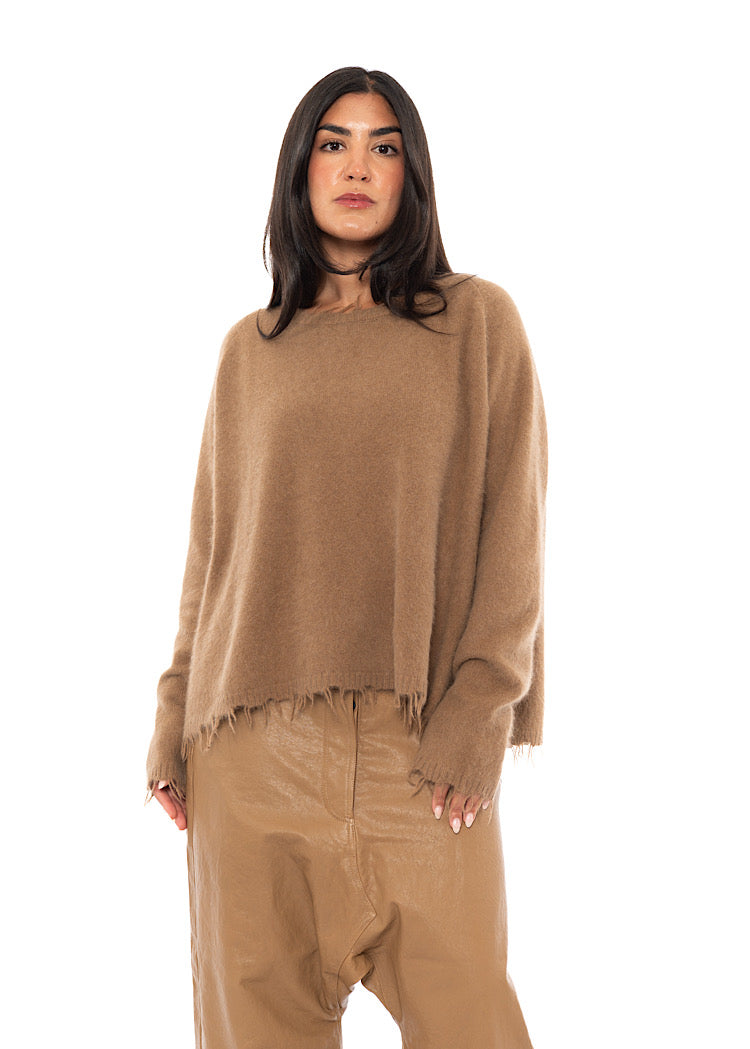 RELAXED FRAYED KNIT PULLOVER