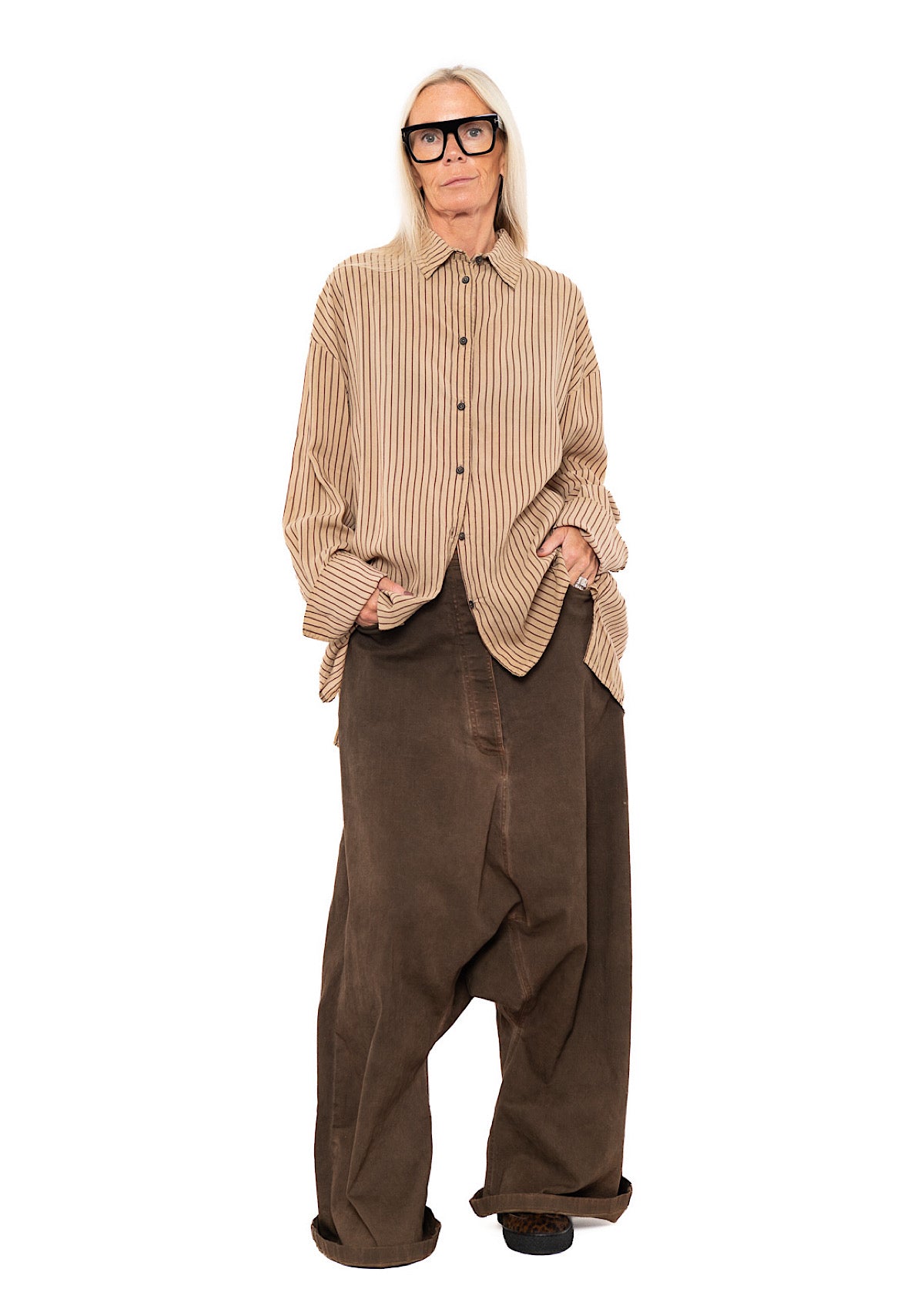 GARMENT-DYED SILK STRIPE SHIRT