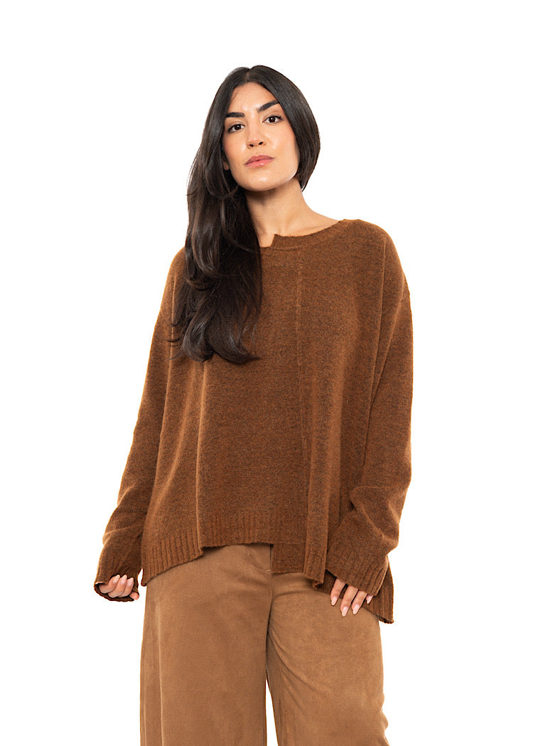 BRUSHED MÉLANGE KNITTED PULLOVER