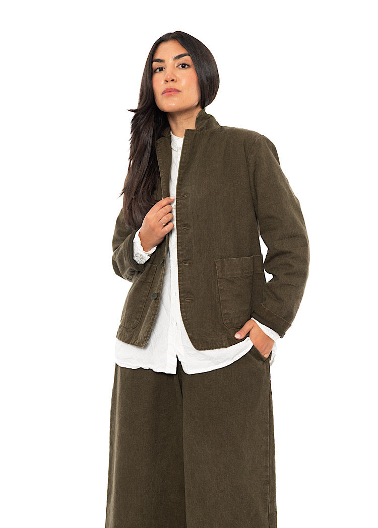 GARMENT-DYED COTTON-LINEN JACKET