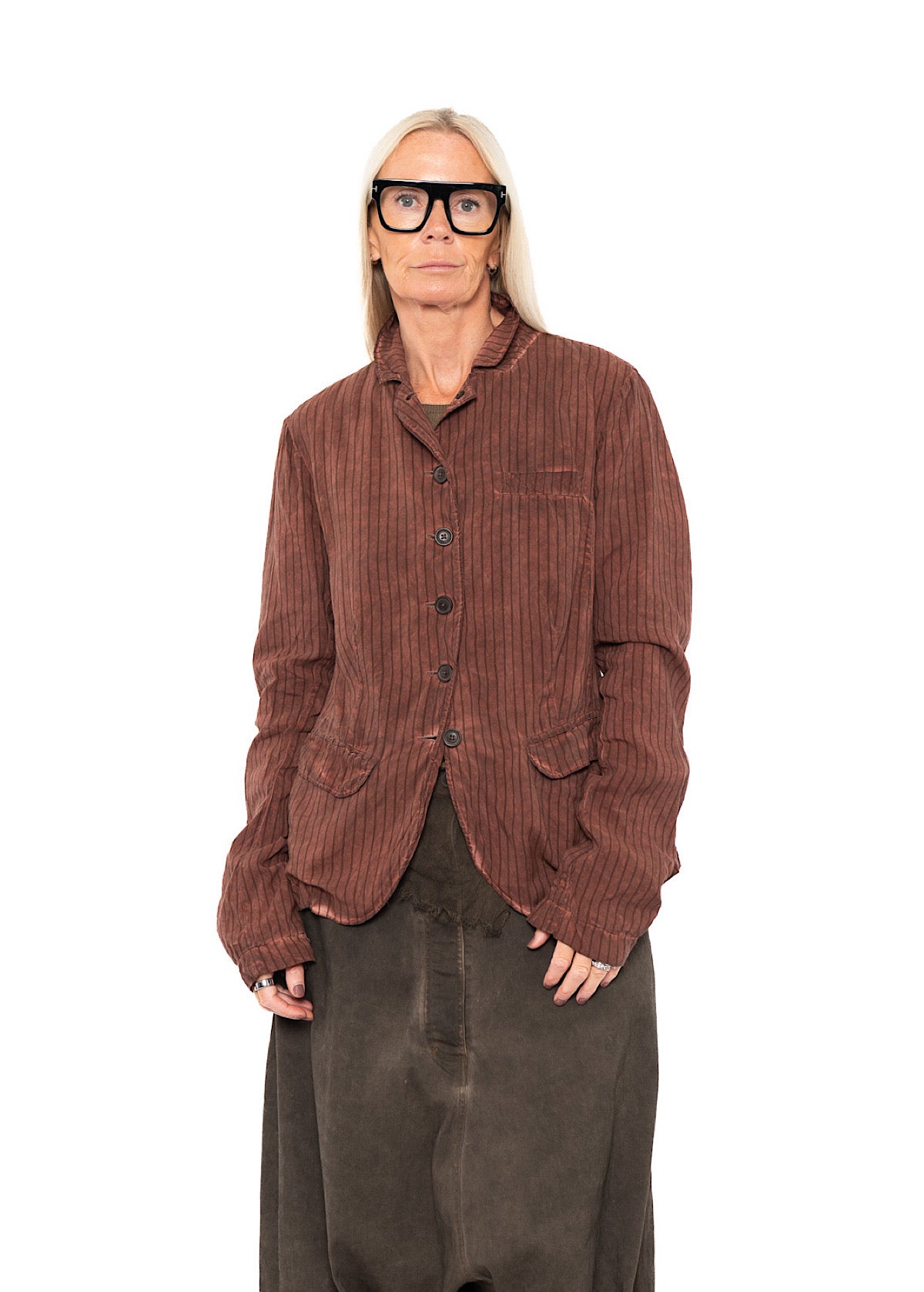 GARMENT-DYED SILK STRIPE JACKET