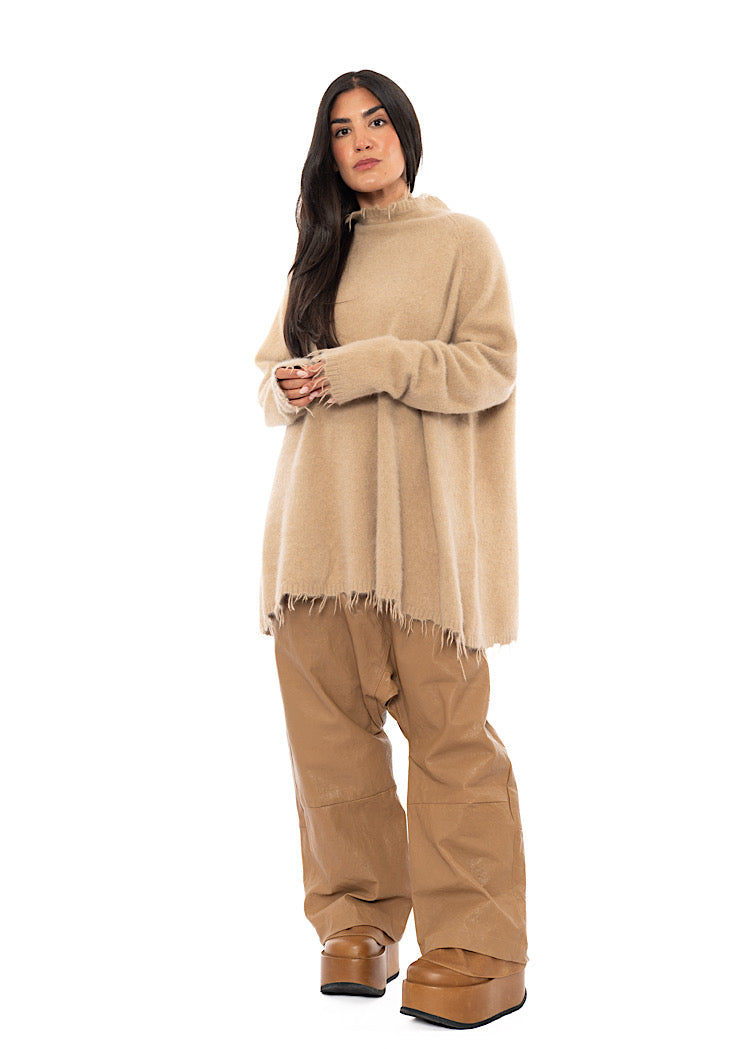 OVERSIZED FOX WOOL SILK KNITTED TUNIC