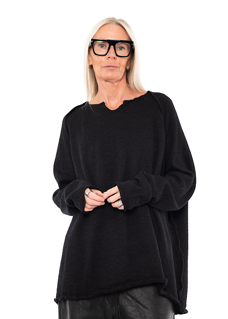 RELAXED BOILED WOOL PULLOVER