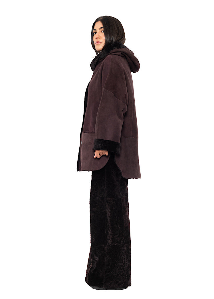 REVERSIBLE FUR HOODED JACKET