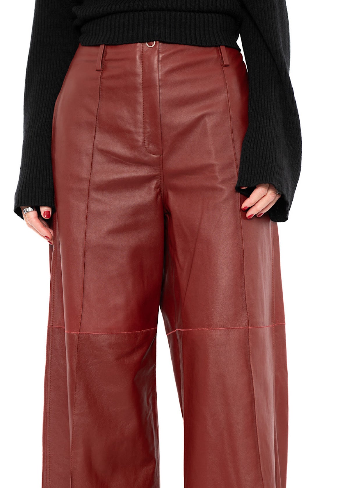 SIGNATURE WIDE LEG LEATHER TROUSER