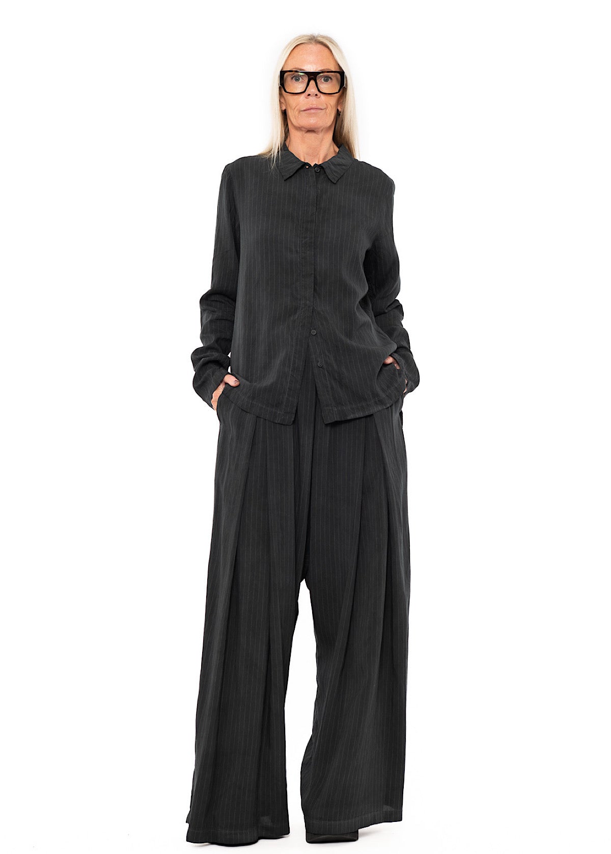 PINSTRIPE VISCOSE-SILK SHIRT