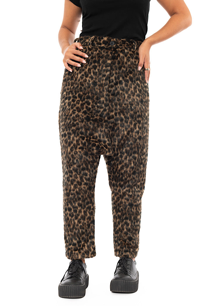 FAUX FUR LEOPARD TROUSER