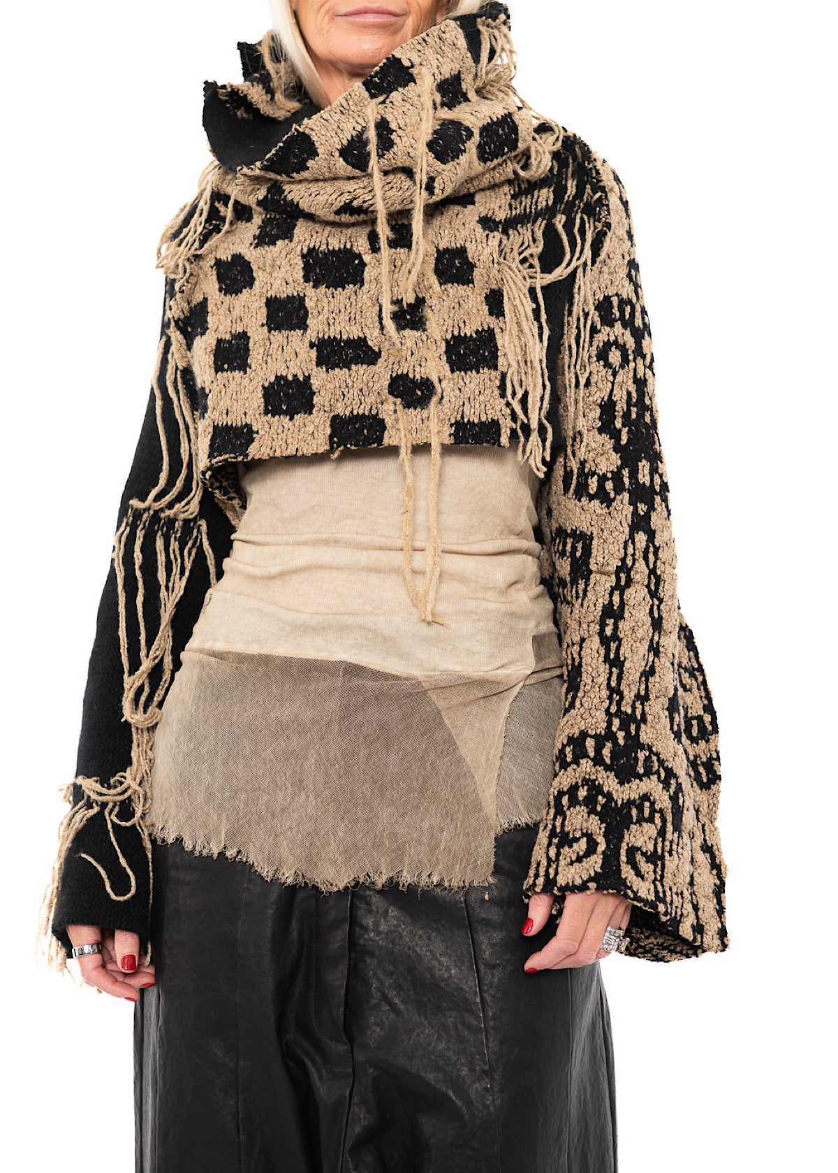 CROPPED TAPESTRY KNIT PULLOVER