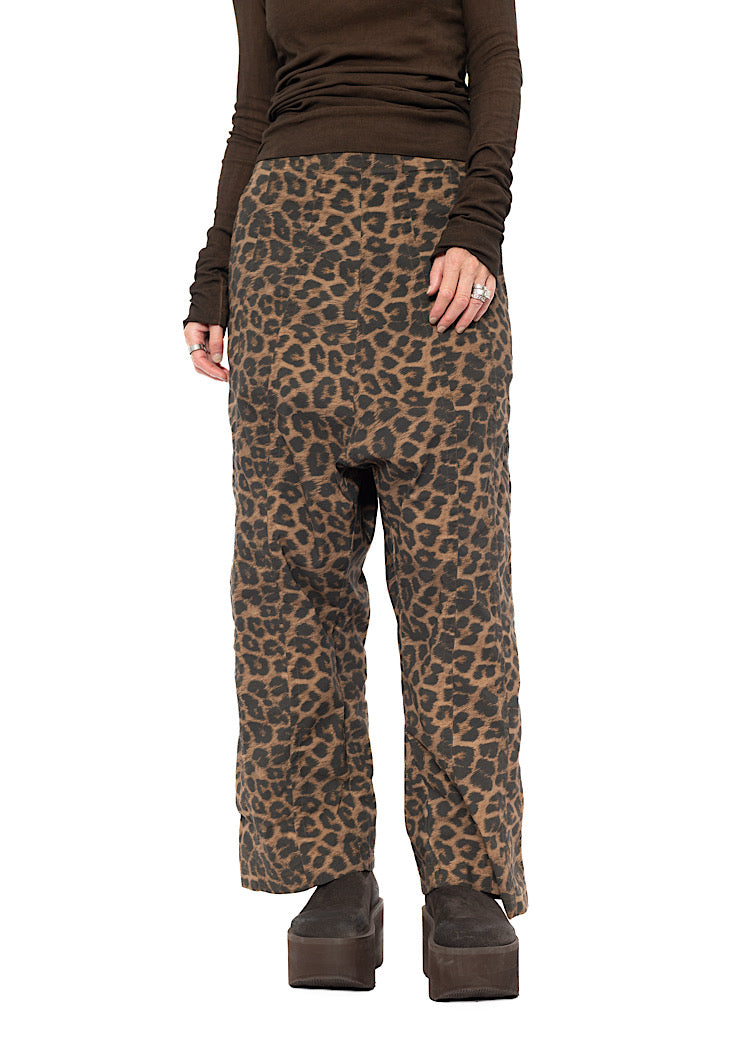 LEOPARD PRINT DROP CROTCH TROUSER