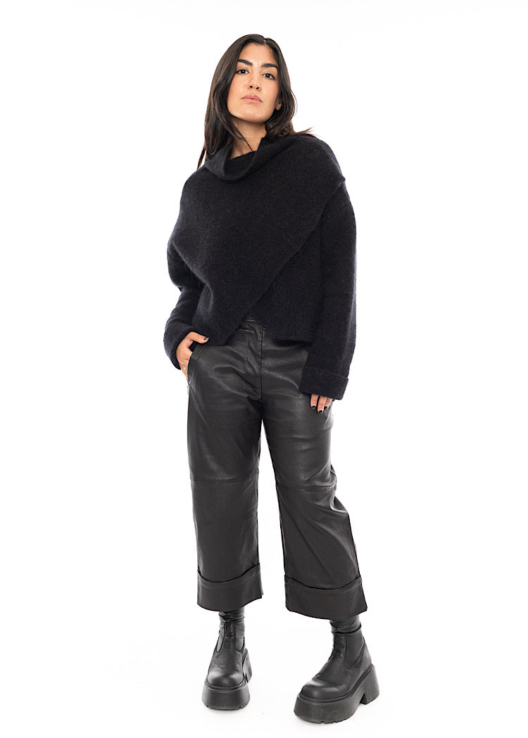 SORT AARHUS LEATHER TROUSER