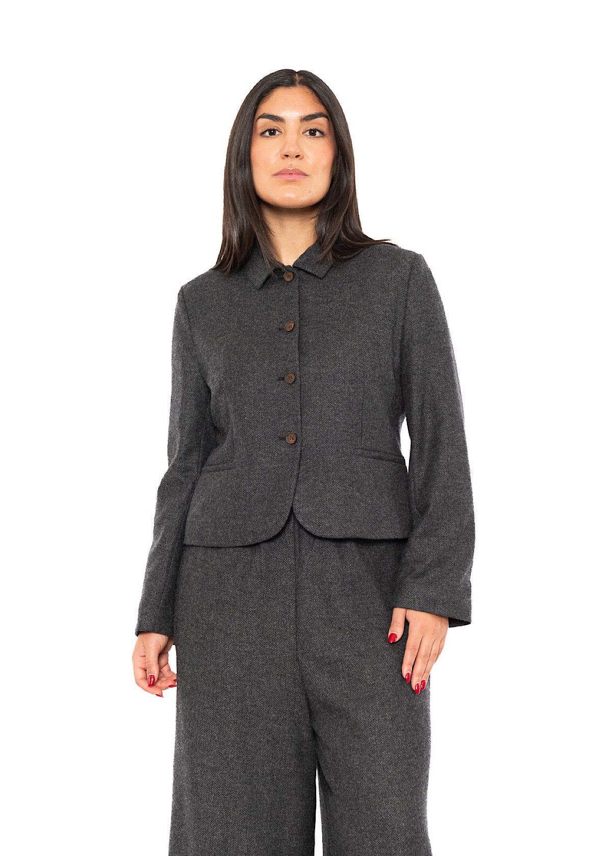 CROPPED HERRINGBONE GINNY JACKET