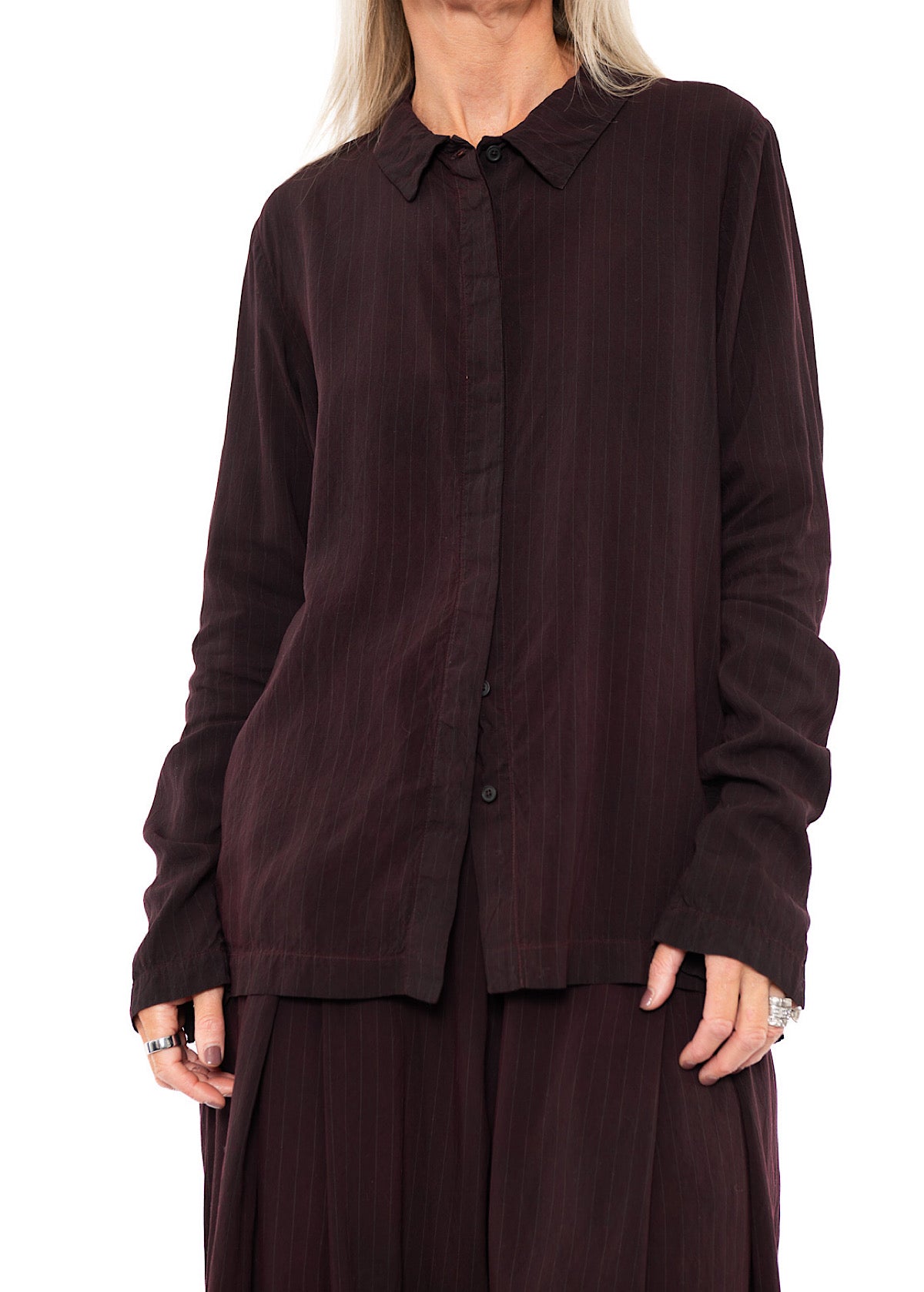 PINSTRIPE VISCOSE-SILK SHIRT