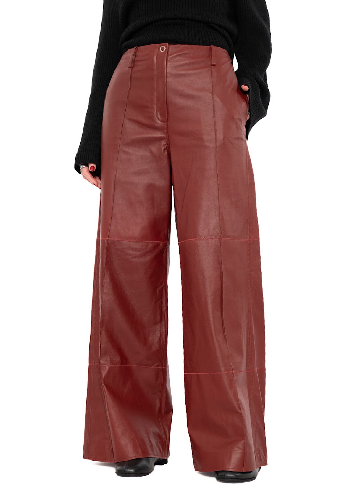 SIGNATURE WIDE LEG LEATHER TROUSER