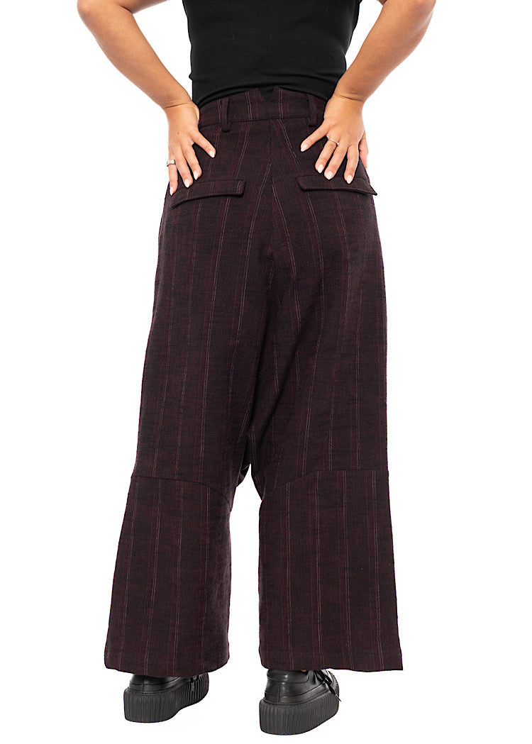 PINSTRIPE DROP CROTCH WOOL TROUSER