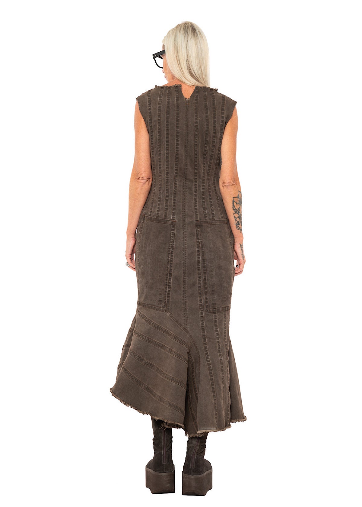 FISHTAIL STRETCH DENIM DRESS