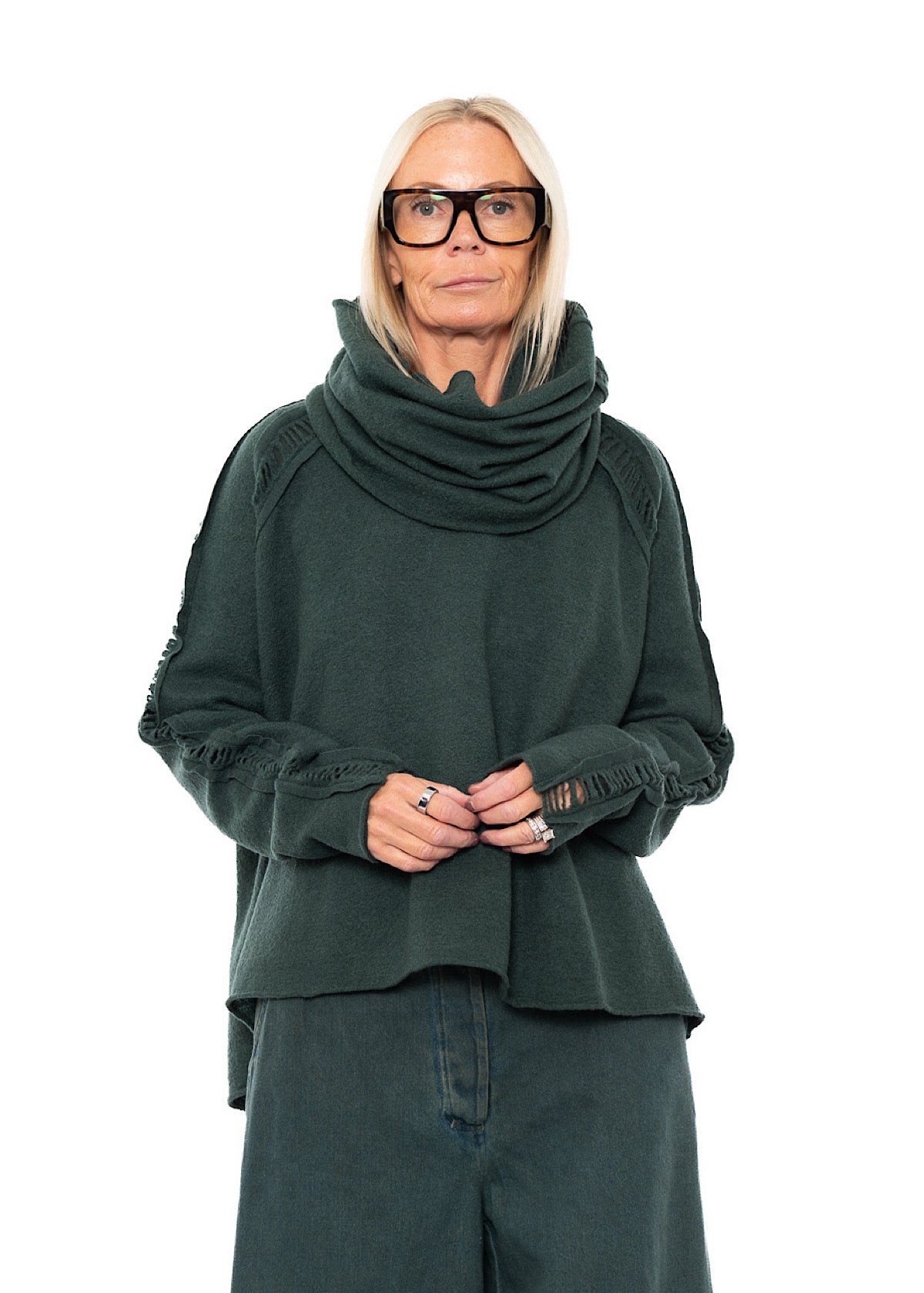 BOILED WOOL LADDER STITCH COLLAR