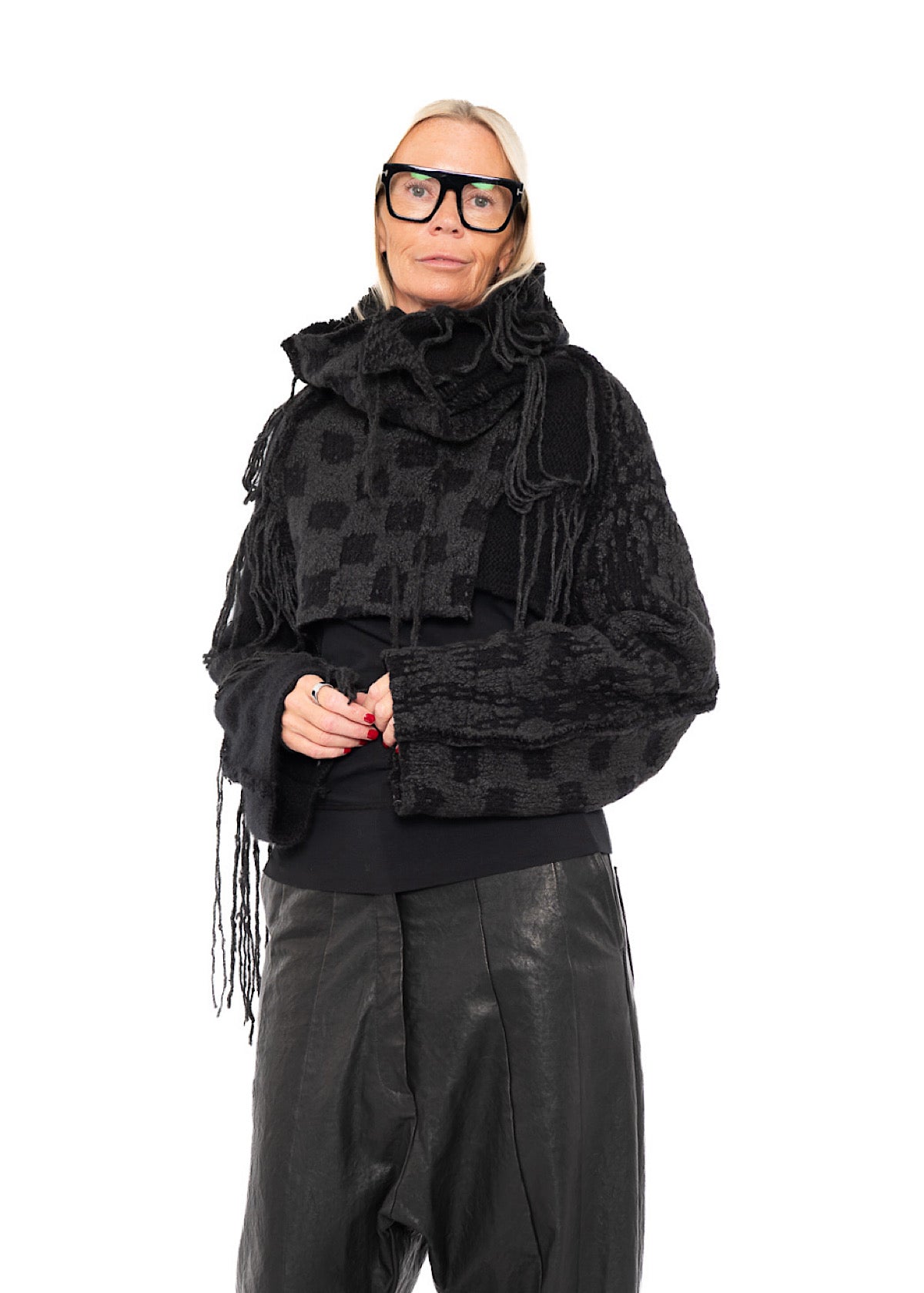 CROPPED TAPESTRY KNIT PULLOVER