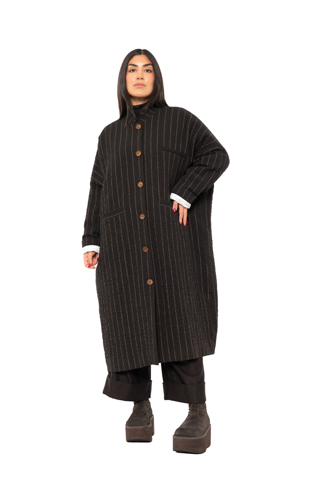 STRIPED WOOL BLEND ISA COAT
