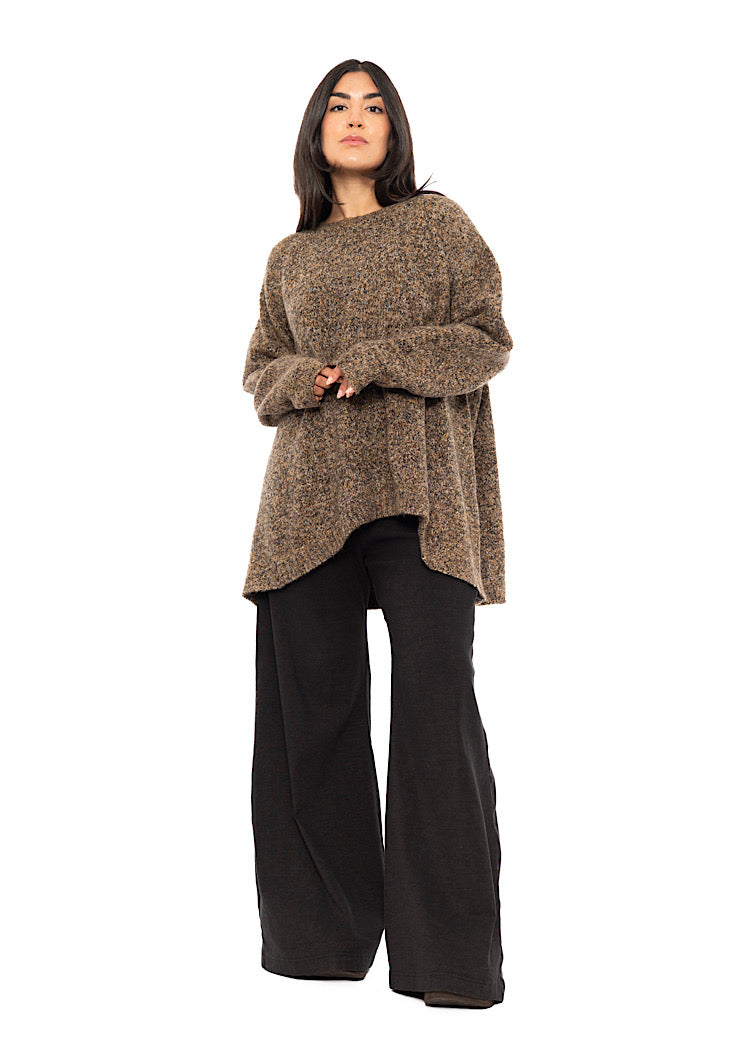 MÉLANGE KNIT ASYMMETRIC PULLOVER
