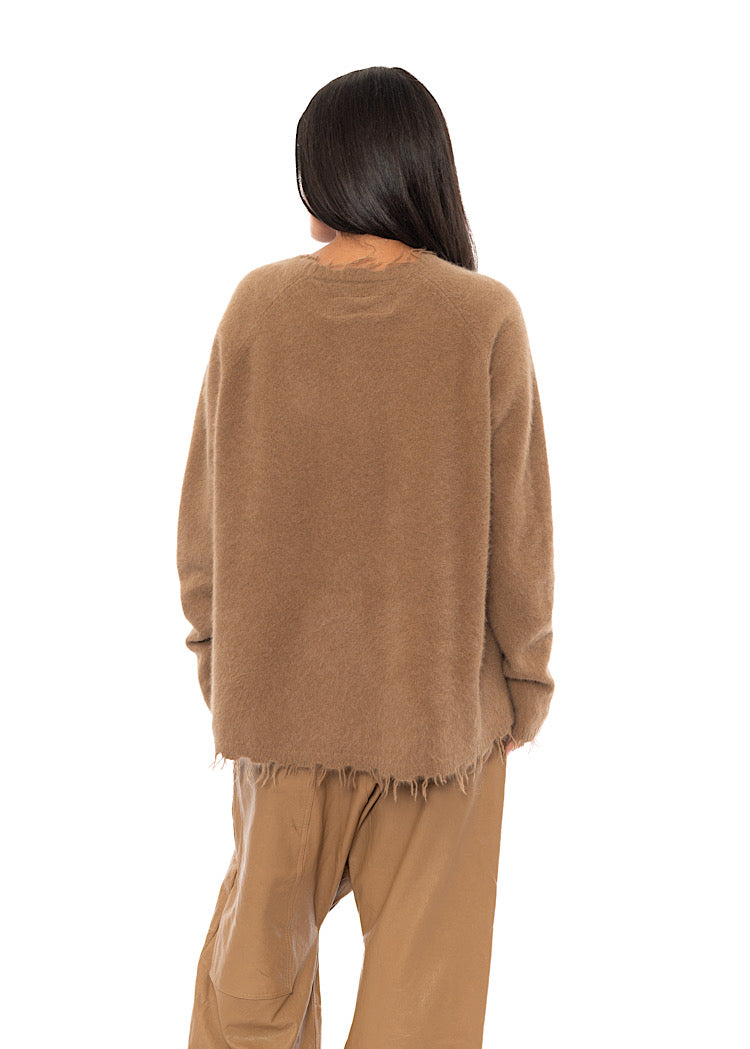 FRAYED FOX WOOL SILK PULLOVER