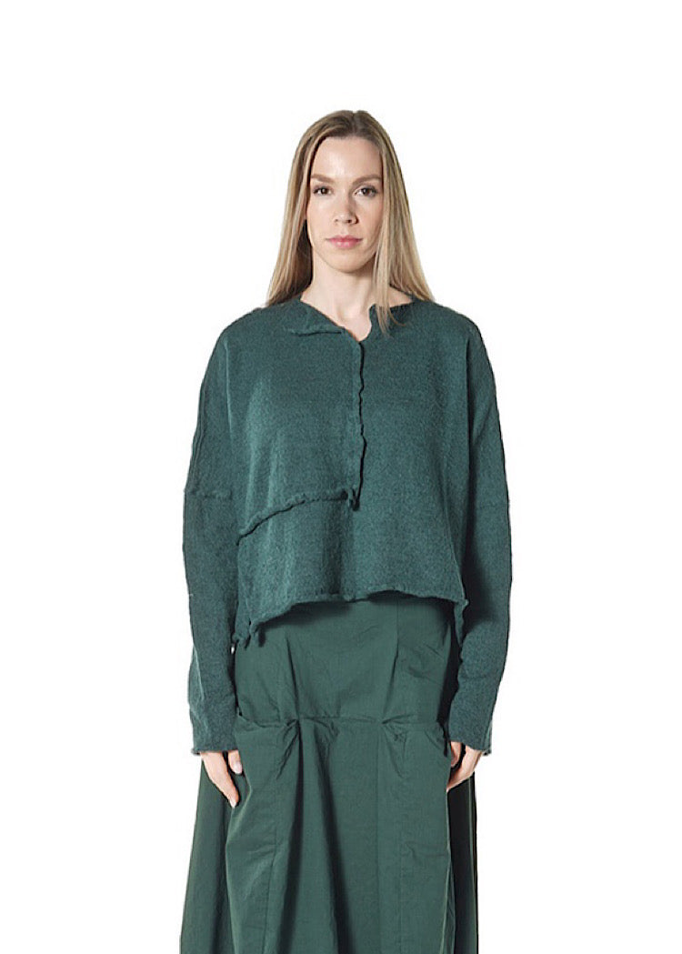 BOILED WOOL KNITTED PULLOVER *BLACK* (Shown in FOREST)