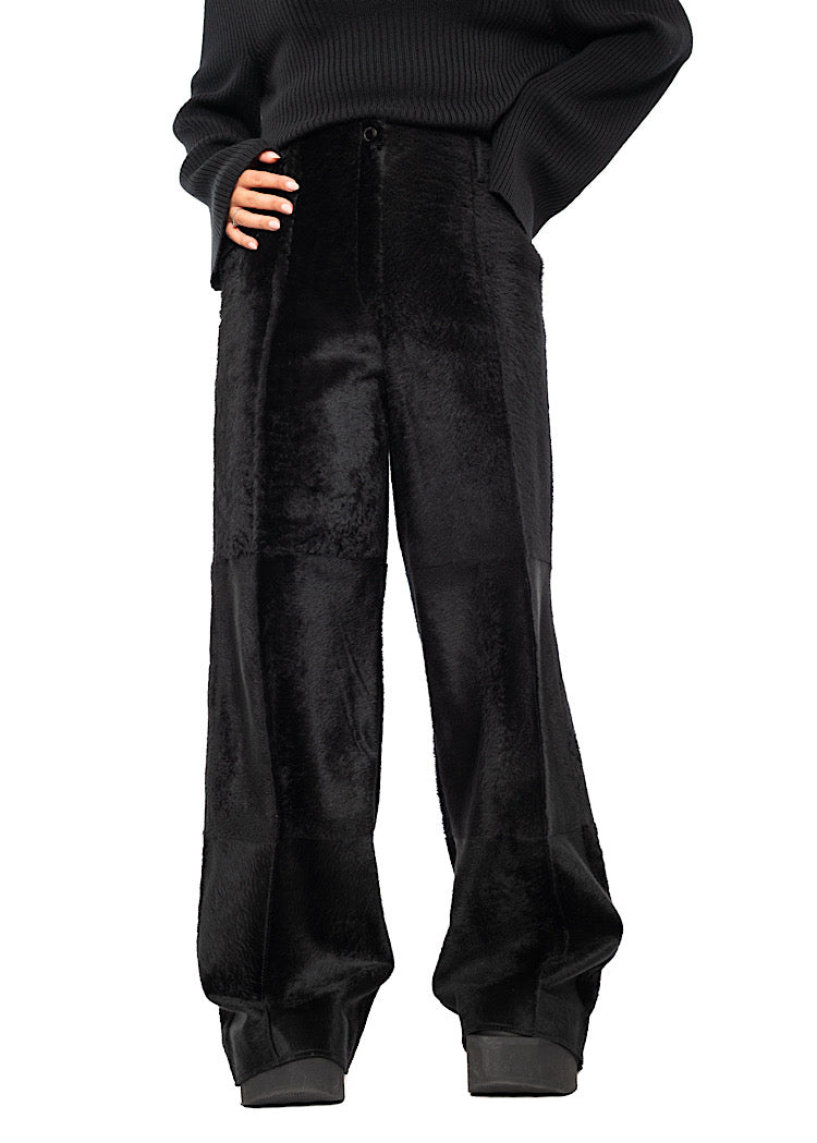 FLARED FUR LEATHER TROUSER