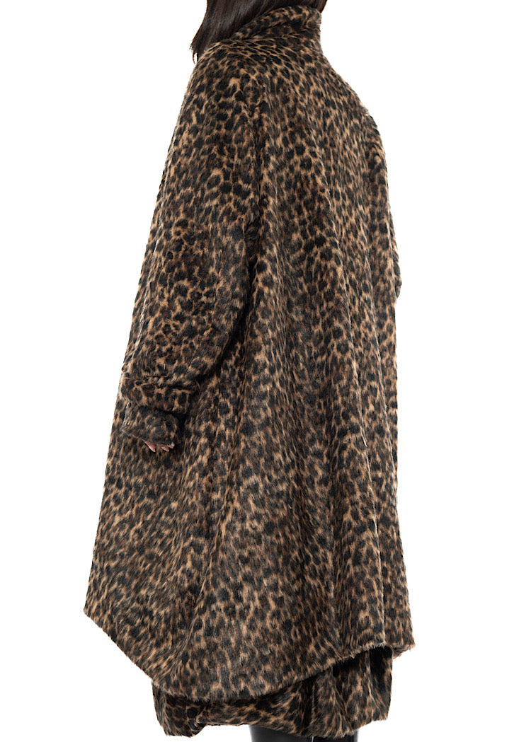 OVERSIZED FAUX FUR LEOPARD PRINT COAT