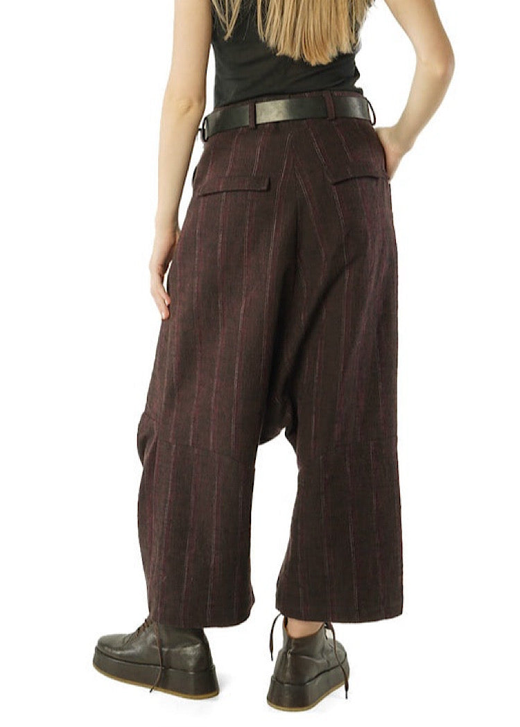 PINSTRIPE DROP CROTCH WOOL TROUSER