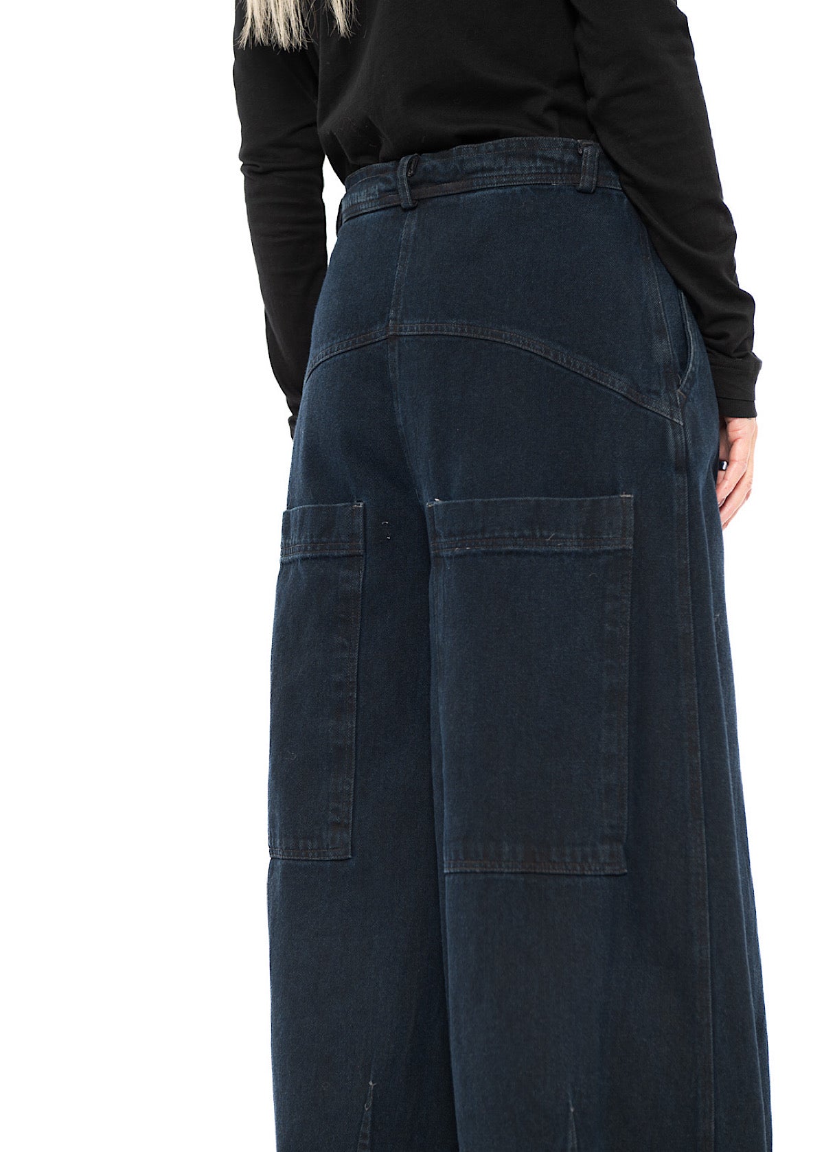 GARMENT-DYED DENIM WIDE LEG TROUSER